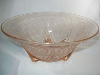 Large Pink Depression Glass Serving Bowl Royal Lace Pattern by Hazel Atlas 2
