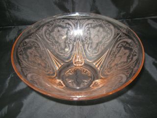 Large Pink Depression Glass Serving Bowl Royal Lace Pattern by Hazel Atlas 3
