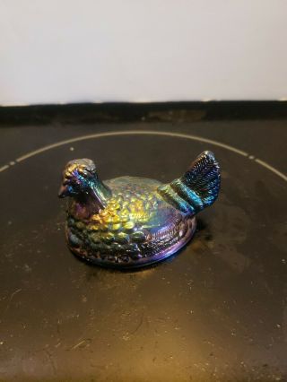 Vintage Mosser Glass Hen,  Chick On A Nest Salt Dip Dish Mini Top Only Metallic