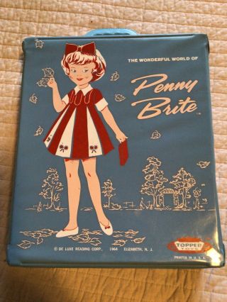 Vintage 1964 Topper Toys Penny Brite Doll,  Case & Clothing & Accessories.