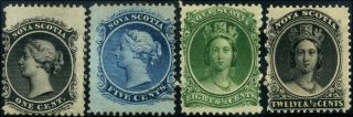 Nova Scotia 8,  10,  11,  13 Mint/used F/vf 1860 Queen Victoria Part Set Cv$45.  00