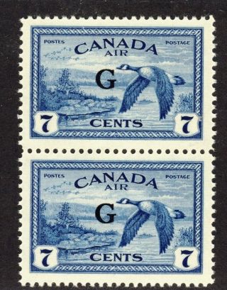 Canada Air Mail Overprint G No.  Co2 Pair 1x Mnh 1x Mslh Cat.  Value= $45.  00