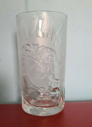 Princess House Waiting For Santa Glass Tumbler Christmas Molded Etched 5.  75 " H