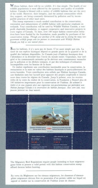 1989 Canada Wildlife Conservation Stamp,  Snow Geese FWH5,  Booklet 3
