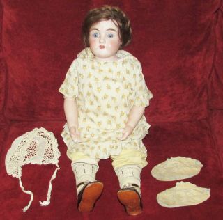 Antique 22” Tall Doll Open Mouth Bisque Head Made In Germany