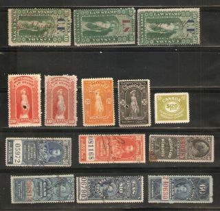 A Stock Page Of Revenue Stamps From Canada.  (cr - 2)