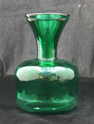 Vintage Emerald Green Glass Decanter / Water Bootle / Vase 7.  25 " Tall