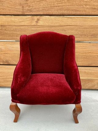 Gorgeous Red Velvet Medium sz Doll Fainting Sofa And Chair 3