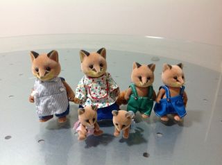 Sylvanian Families Vintage & Rare Fox Family Figures With Twin Babies