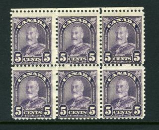 Canada Scott 169 - Nh - Blk Of 6 - 5¢ Violet King George V Arch/leaf (. 006)