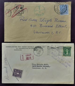 Canada/ireland Postage Due Covers To Vancouver Can.  Ship $1.  99 Us Comb/ship