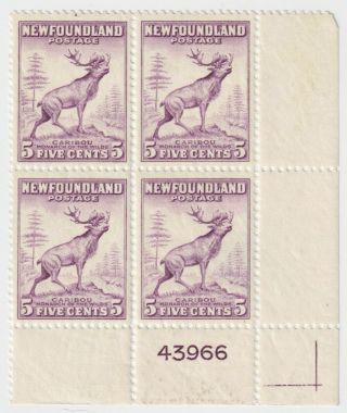 1932 Newfoundland - Caribou,  Monarch Of The Wilds - Block 4 X 5 Cent Stamps