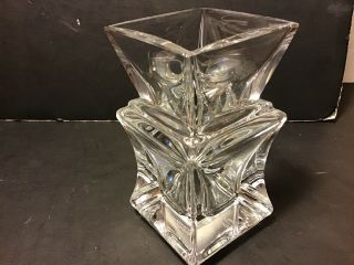 Vintage Cristal Sevres France Lead Crystal Bud Vase 4.  5 " Signed Geometric Tiers