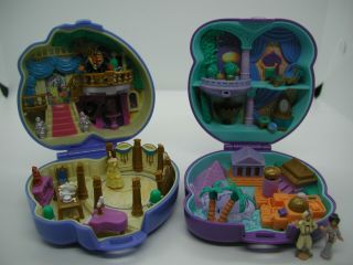 Vintage Polly Pocket 1995,  Aladin,  Beauty And The Beast,  With Figures