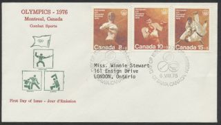 1975 B7 - B9 Olympic Combat Sports Semi - Postal Fdc,  Grover Flat Print Cachet