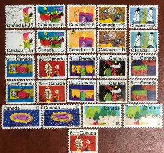 CANADA 1970 s 505 - 531 - 48 STAMPS WITH PHOSPHOR STAMPS,  525ii CV $44.  00 2