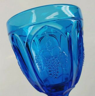 Vintage Fenton Red Cliff Aqua Light Blue Glass Grape Water Wine Goblet Glass