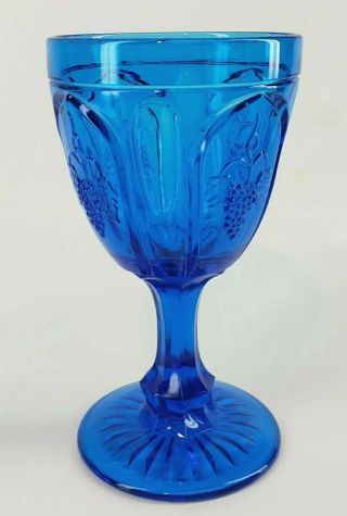Vintage Fenton Red Cliff Aqua Light Blue Glass Grape Water Wine Goblet Glass 3