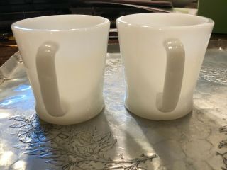 2 Vintage Fire King White Milk Glass D Handle Coffee Cups Mugs 2