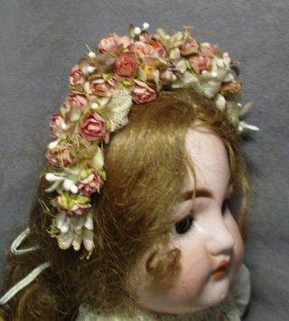 Vintage Doll Hat - Garland - Headband - Dusty Pink & Ivory Flowers