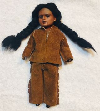 Antique Scowling Indian Bisque Head Doll Marked 8/0 Made In Germany