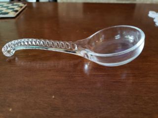 ◇vintage Higbee? Glass Mayonnaise Condiment Jelly Spoon Zipper Pattern
