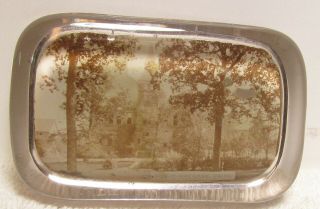 Rare Antique Glass Paperweight With Photo Of - Michigan Agricultural College