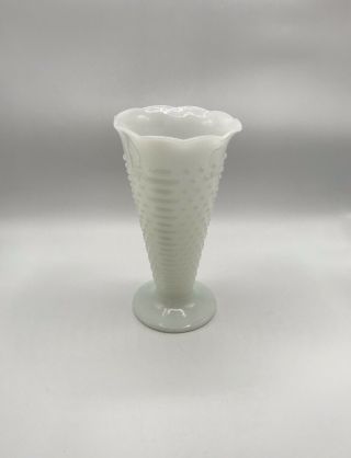Vintage White Milk Glass Hobnail Vase / Large Milkglass Vase