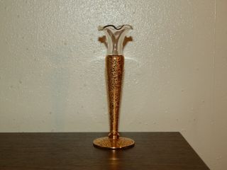 Vintage 22k Gold Plated Crystal Bud Vase Ruffled Top By Ransgil Crystal Co.
