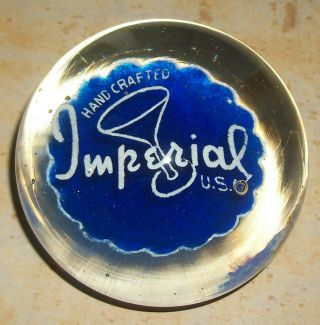 Vintage Lovely Imperial Glass Hand Crafted U.  S.  A.  Advertising Paperweight Sweet