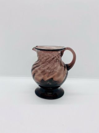 Vintage Artisan Hand Blown Amethyst Purple Art Glass Small Pitcher Creamer Vase