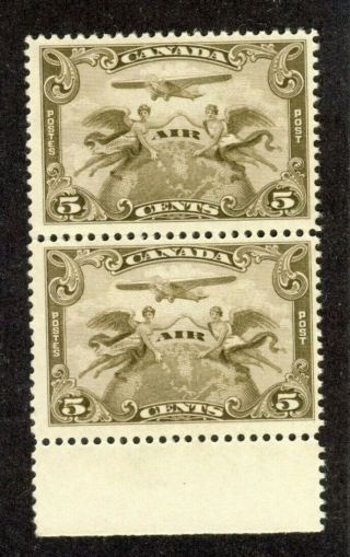 2x Canada Mnh Airmail Stamps Pair C1 - 5c,  Mnh F/vf Guide Value = $35.  00