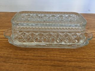 Vintage Anchor Hocking Wexford Pattern Crystal Butter Dish With Lid