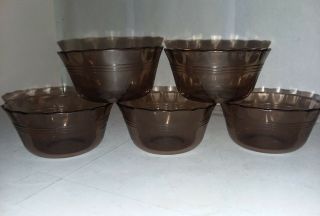 5 Vtg Pyrex 463 Brown Amber Glass Pyrex Scalloped Custard Cups Made In Usa
