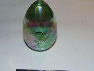 Vintage Msh Mt St Helen Ash Glass Egg Paperweight Iris Flower Signed 