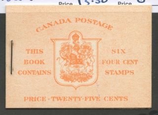 Canada 1951 Kgvi 4c Orange Type Ii Booklet Bk42a Vf