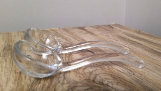 Vintage Clear Glass Curved Spoons Condiment Ladles 5 "