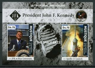 Mustique Gren St Vincent Jfk Stamps 2013 Mnh John F Kennedy Apollo 11 2v S/s