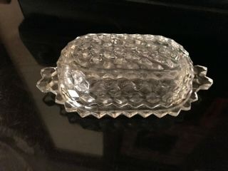 Vintage Heavy Clear Cut Glass Butter Dish W/lid Unknown Pattern Crystal