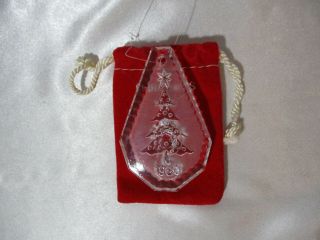 Vintage 1980 Waterford Crystal Christmas Tree Ornament With Pouch 3 " Tall