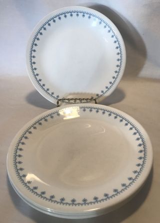 6 Vintage Corelle Corning Snowflake Blue Garland 8 1/2 Lunch Plates