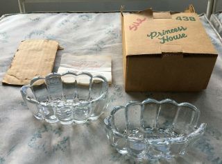 Vintage Princess House Crystal Glass 438 Serving Spoon Fork Holder Coaster Set