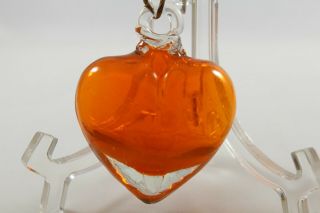 Blown Glass Heart Ornament Sun Catcher Orange 2” X 2 1/2”,  2 Available