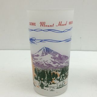 Vintage (2) State Souvenir Frosted Glasses OREGON Mt Hood Coastline 2