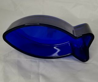 Cobalt Blue Fish Shaped Snack/candy Dish,  8 " Long,  2 3/4 " Tall,  3 1/4” Wide