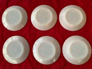 Set of 6 Vtg CRISA MILK GLASS White Christmas Holly Berry Plates 6 3/4” Ribbed 2