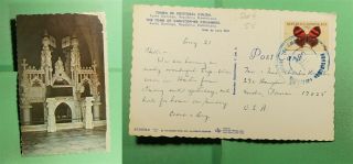 Dr Who Dominican Republic Columbus Tomb Postcard To Usa Butterfly F64374