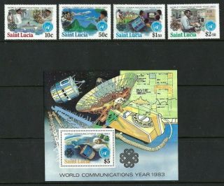St Lucia 1983,  World Communications Year Sg641/4 & Ms645 Mnh