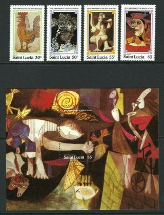St Lucia 1981,  Birth Bicentenary Of Picasso Sg583/6 & Ms587 Mnh