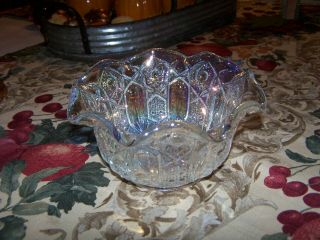 Lovely L E Smith Marked Irridescent Carnival Glass Ruffled Bowl/candy Dish Vgc